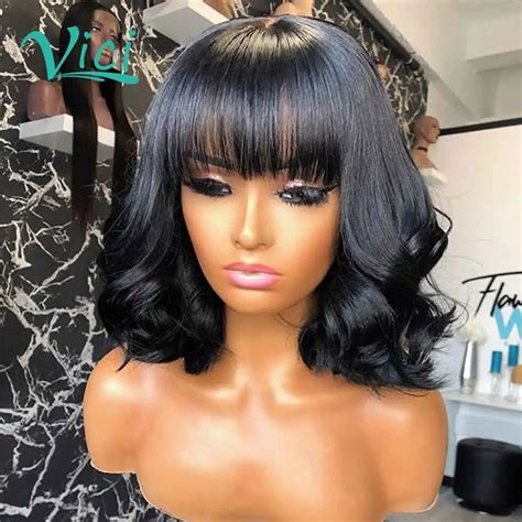 black wig with bangs human hair|hh wigs for black women.